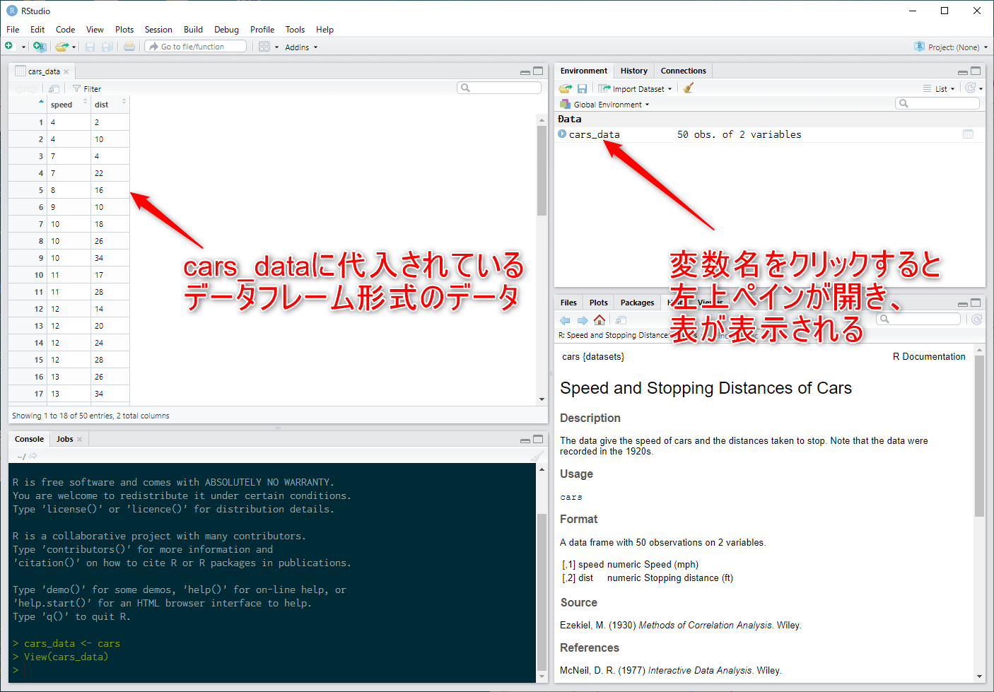 dataframeの表示