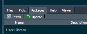 RStudio右下ペインのPackagesタブ